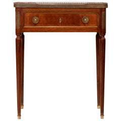 Louis XVI Flamed Mahogany Marble Top Side Table