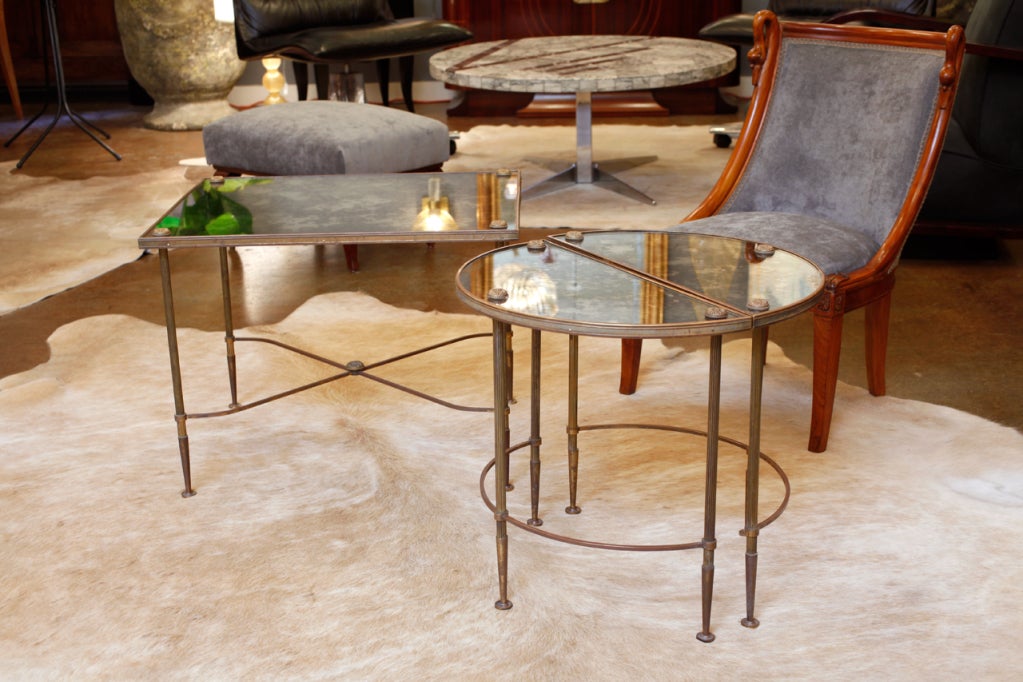 Maison Bagues Mirrored Coffee Table Set from France