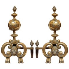 Superb French Bronze Andirons from the House of Bourbons