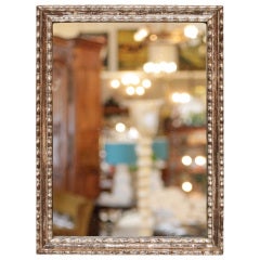 Antique Charming French Silver Leaf Wall Mirror