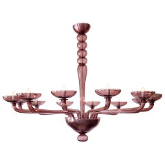 Dramatic Amethyst Murano Glass Twelve Branch Chandelier