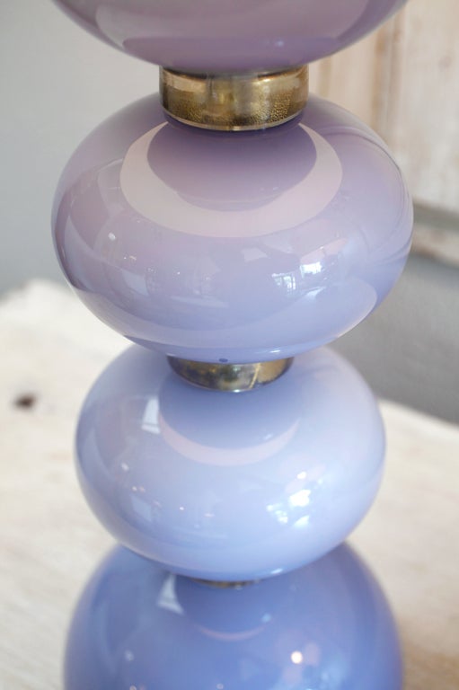 20th Century Unique Opalina Periwinkle Murano Glass Lamp