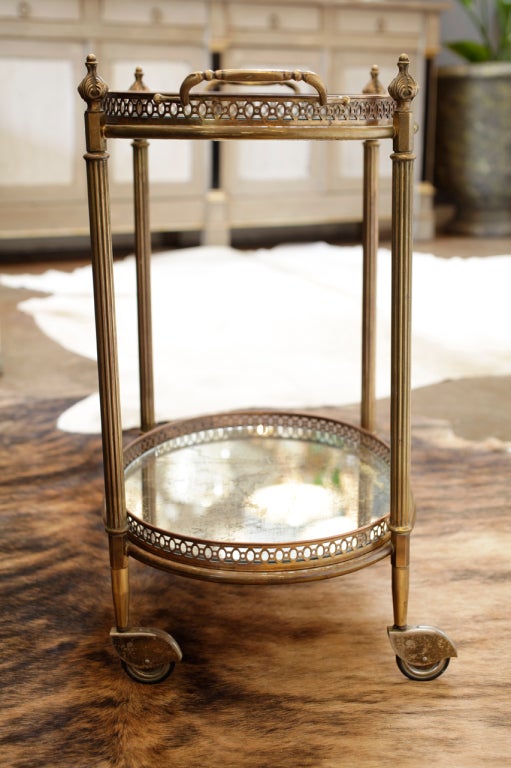 20th Century French Antique Brass and Glass Tray Table