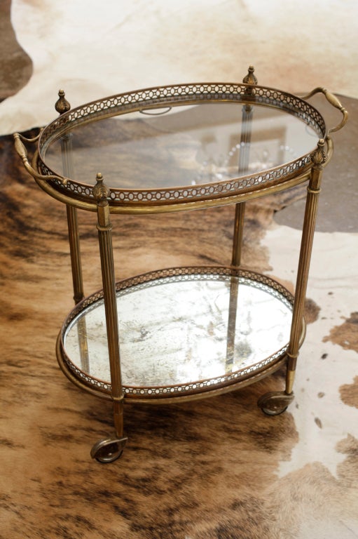 French Antique Brass and Glass Tray Table 2