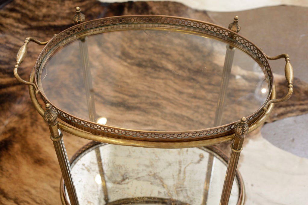 French Antique Brass and Glass Tray Table 3