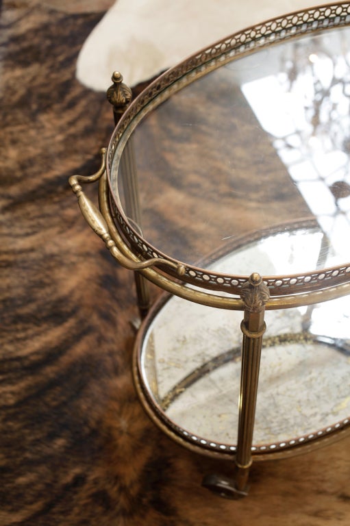 French Antique Brass and Glass Tray Table 4