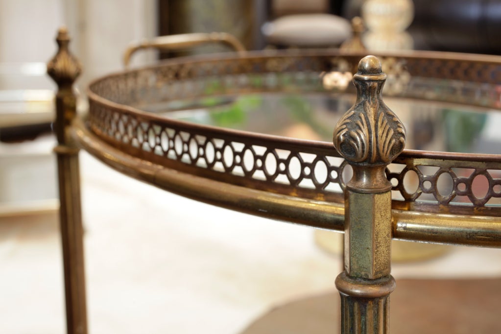 French Antique Brass and Glass Tray Table 5
