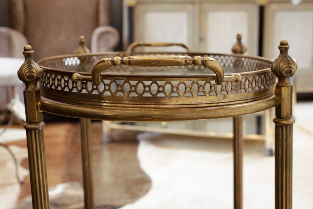 French Antique Brass and Glass Tray Table 6