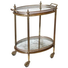 French Antique Brass and Glass Tray Table