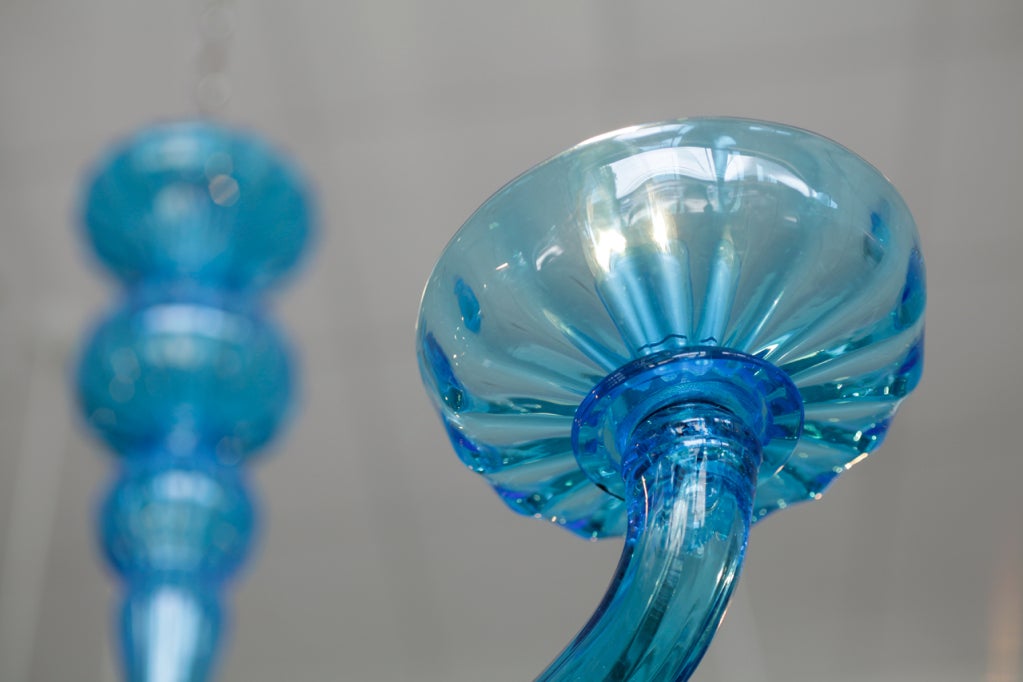 Cerulean Blue Murano Glass Chandelier 1