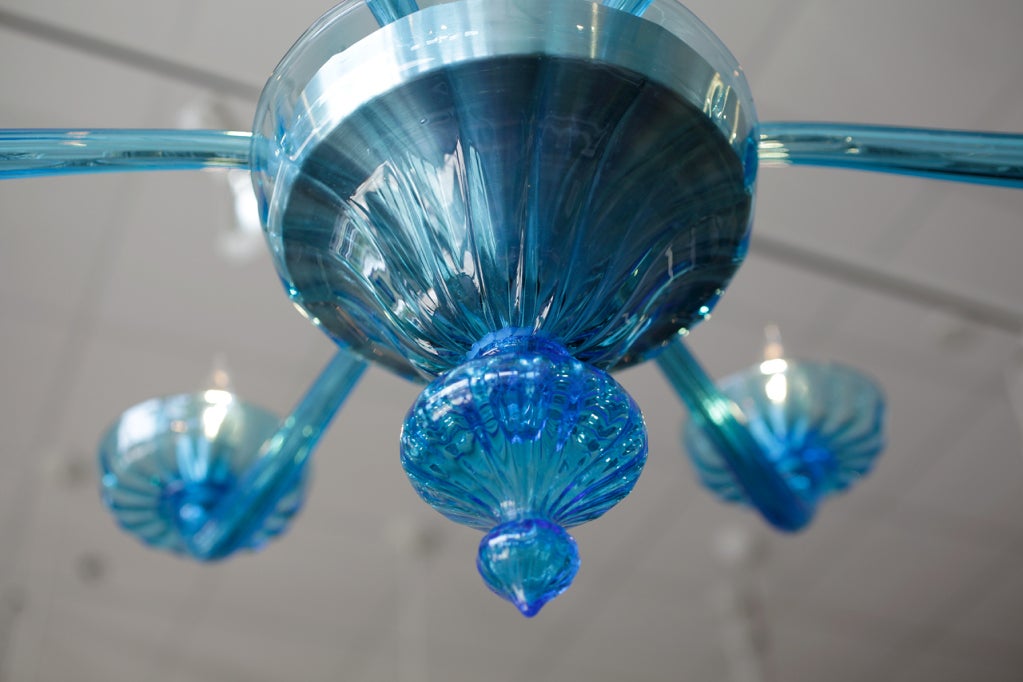 Cerulean Blue Murano Glass Chandelier 2
