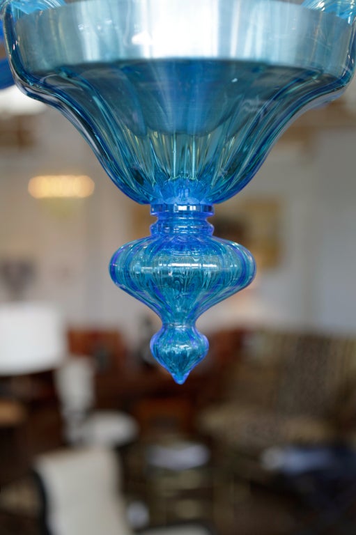 Cerulean Blue Murano Glass Chandelier 3