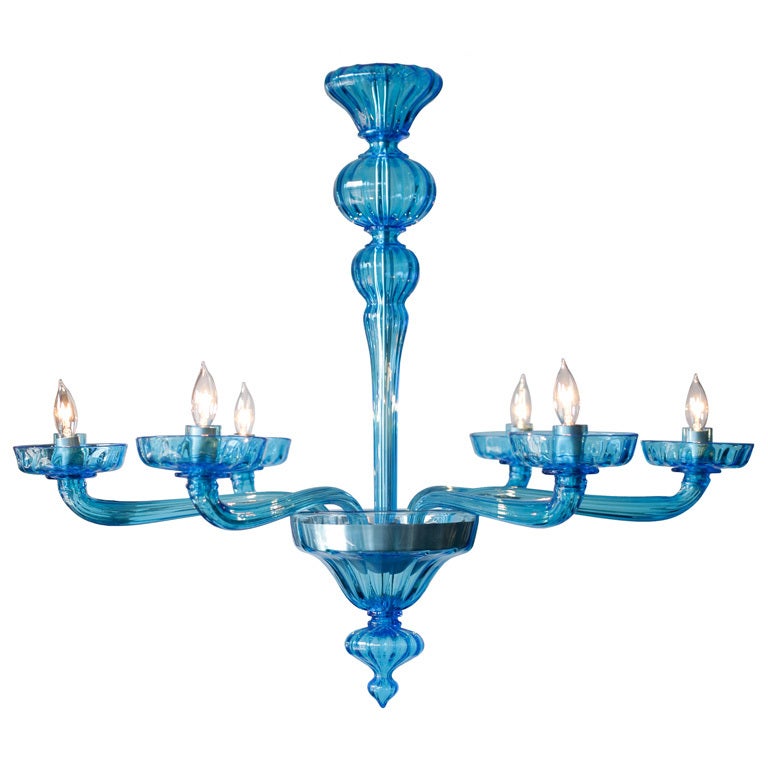 Cerulean Blue Murano Glass Chandelier