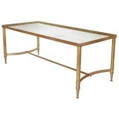 French Vintage Brass and Mirror Coffee Table