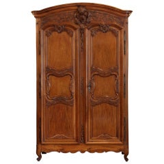 Antique Louis XV solid Walnut wedding Armoire from Lyon