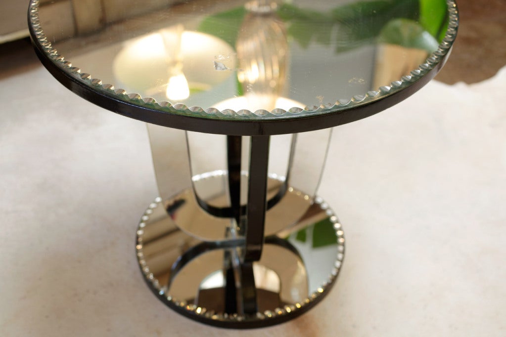French Art Deco Mirrored Side Table 1