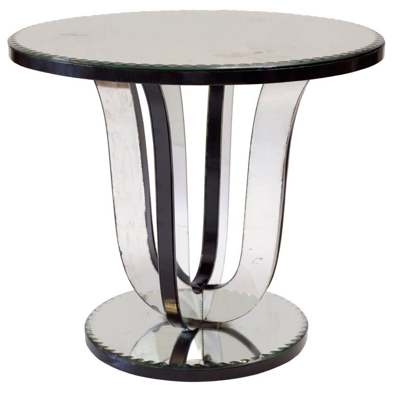 French Art Deco Mirrored Side Table