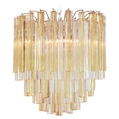 Amber & Crystal Murano Glass Chandelier by Venini