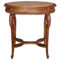Louis XVI Gold Leafed, Hand Carved and Marble Top Side Table