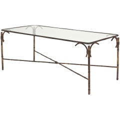 French Vintage Brass Coffee Table by Maison Bagues