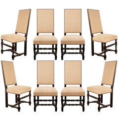 Set of 8 French Louis XIII Ebonized  Chairs