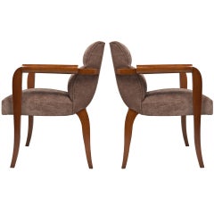 Pair of French Art Deco Armchairs, style of Dominique