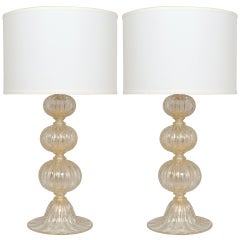 Murano "Pulegoso" Glass Table Lamps