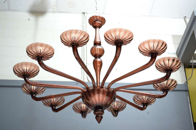 Italian Garnet Murano Glass Chandelier