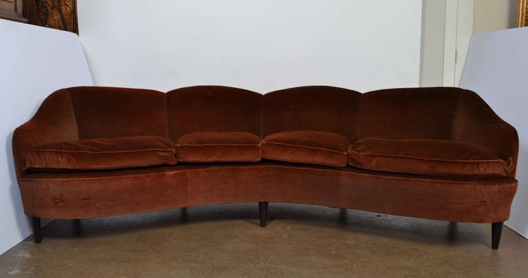 Beautiful dark terracotta vintage Italian sofa.