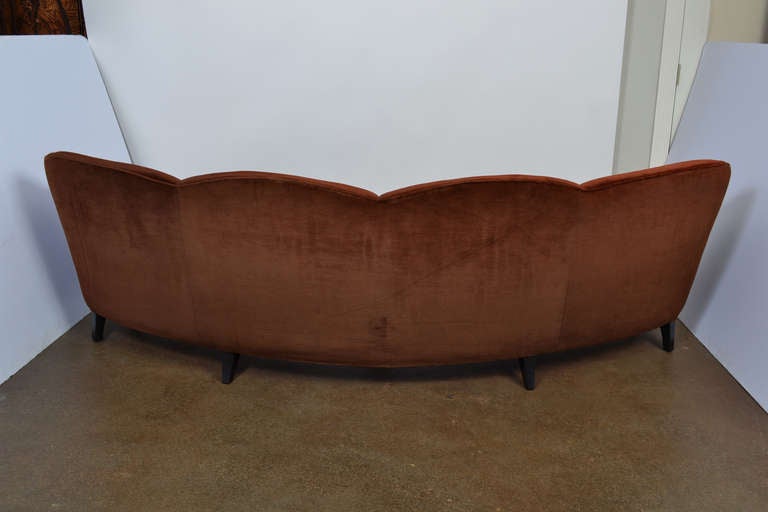 Mid-20th Century Red Velvet Sofa