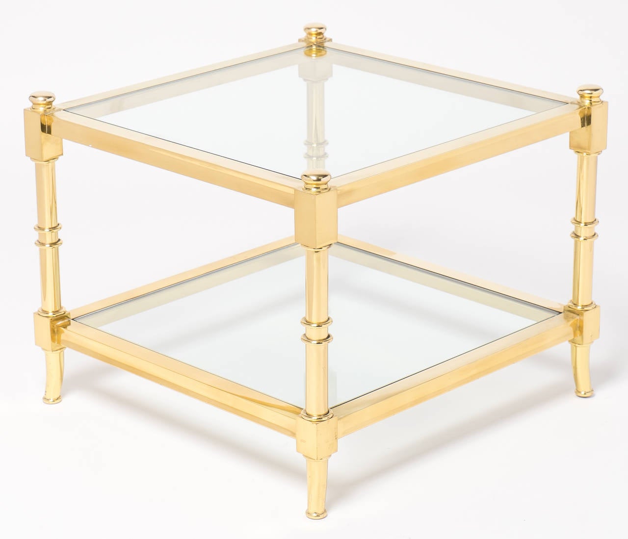 Mid-Century Modern Vintage Brass and Glass Side Table by Maison Raphael For Sale