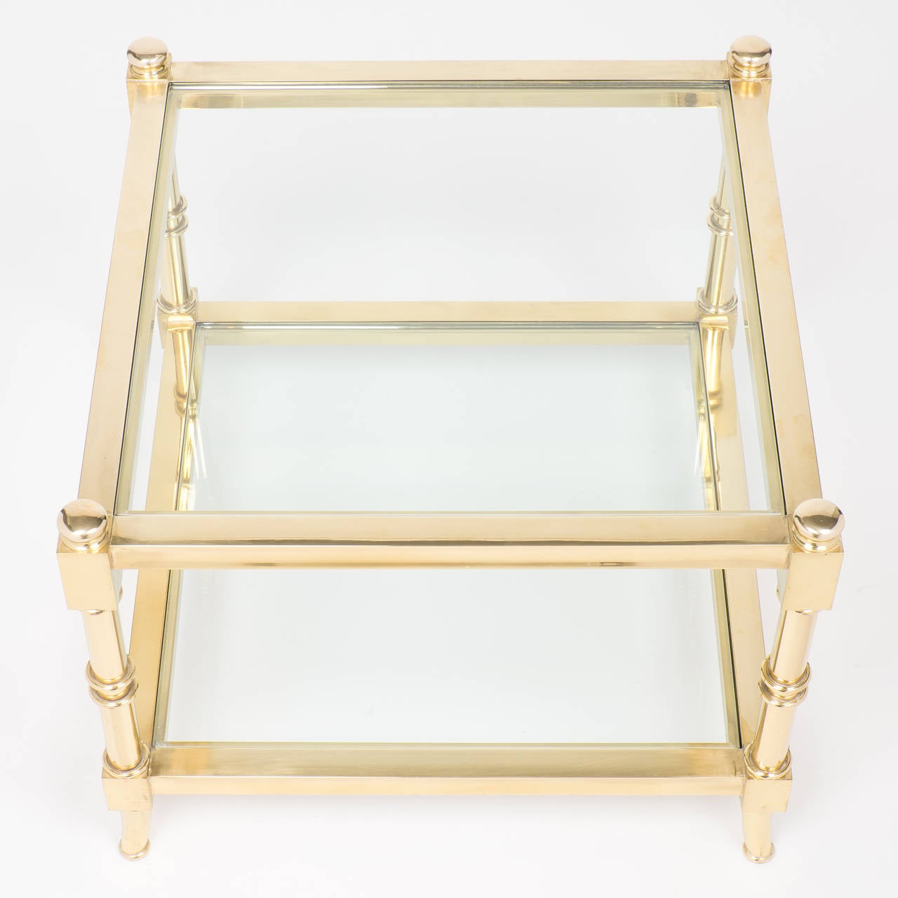 Vintage Brass and Glass Side Table by Maison Raphael For Sale 1
