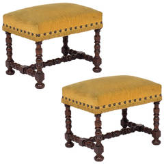 French Antique Pair of Louis XIII Stools