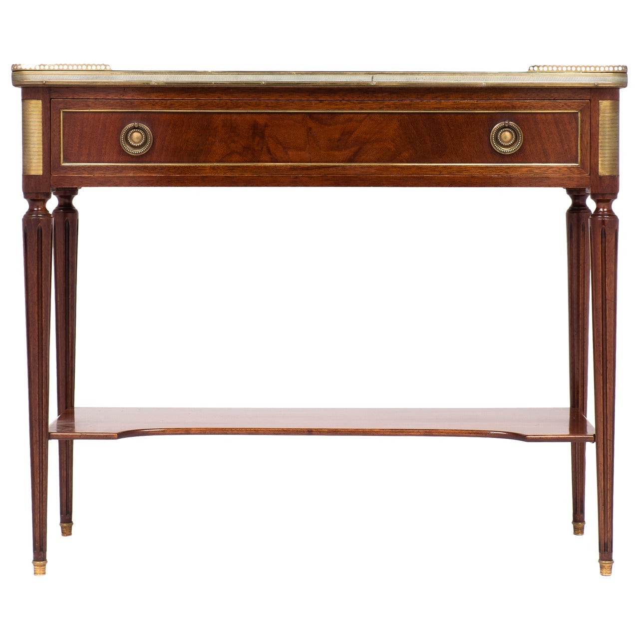 French Louis XVI Marble-Top Mahogany Console Table