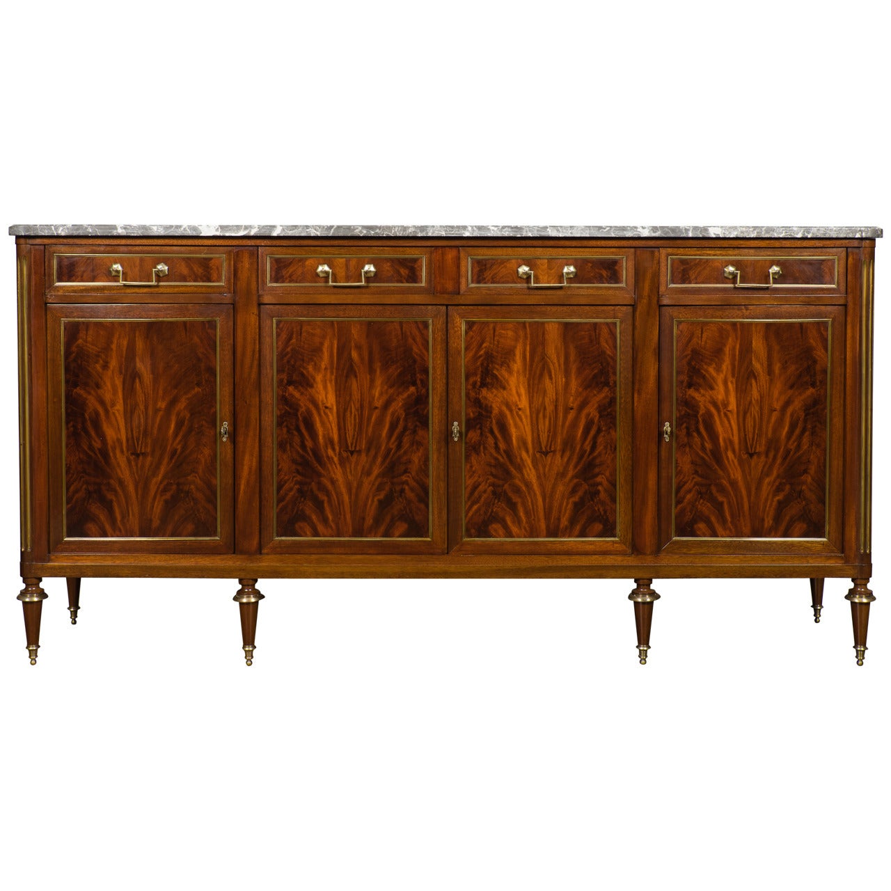 Louis XVI Cuban Flamed Mahogany Sideboard
