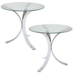 Pair of Chrome Side Tables Style of Osvaldo Borsani