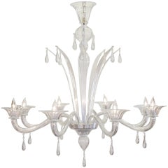 Fine Murano Glass Eight Branch Chandelier by Salviati