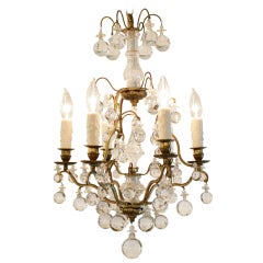 Antique French Crystal and Brass Chandelier