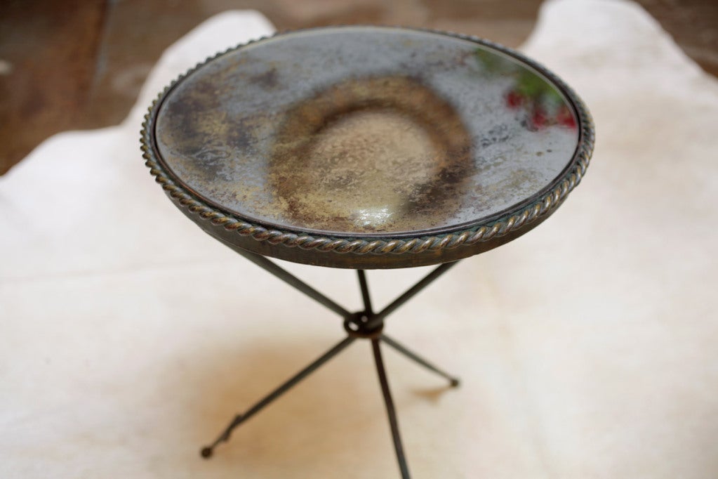 Bronze French Antique Hand Hammered Tripod Table