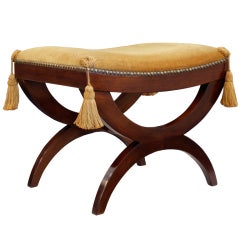 French Restoration Solid Walnut Stool