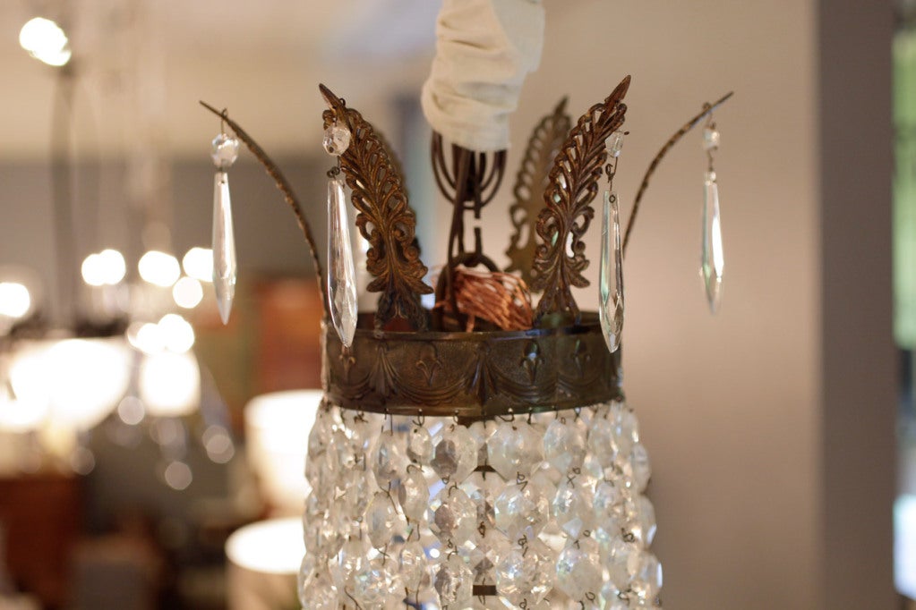 19th Century Beautiful French Empire Crystal and Bronze Chandelier