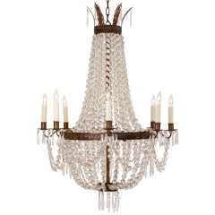 Beautiful French Empire Crystal and Bronze Chandelier
