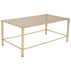 French Vintage Brass and Glass Coffee Table