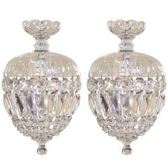 Antique Shimmering Pair of  Baccarat Crystal Chandeliers