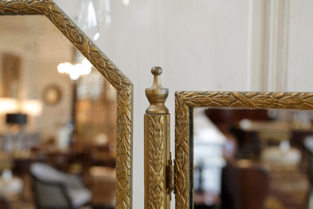 Art Deco Gilded Triptych Table Mirror 2