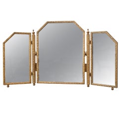 Art Deco Gilded Triptych Table Mirror