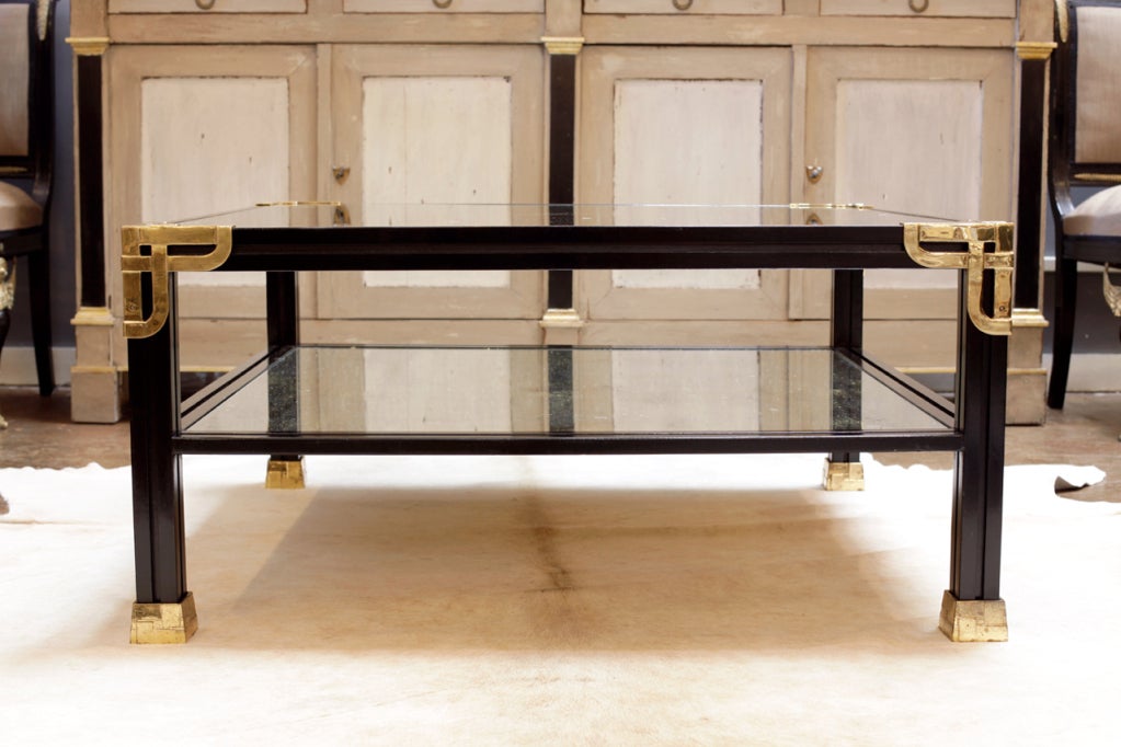 Mid-20th Century Spanish Wood and Gilt Bronze Coffee Table by Valenti