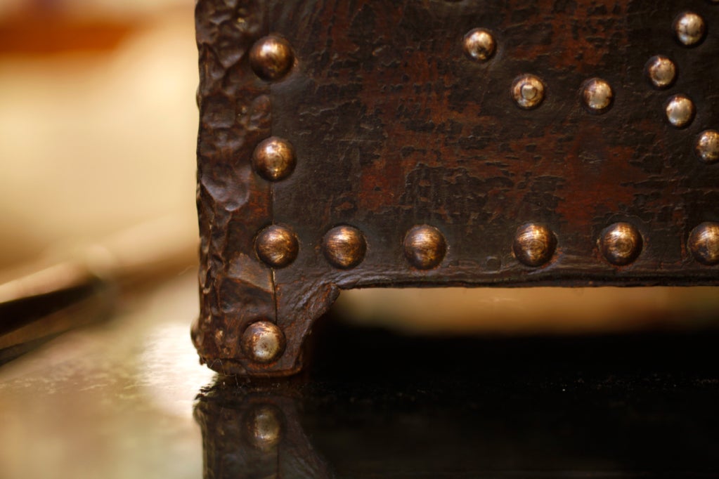 Antique Studded Leather Box 6