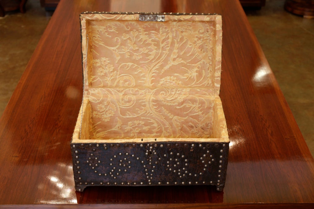 French Antique Studded Leather Box