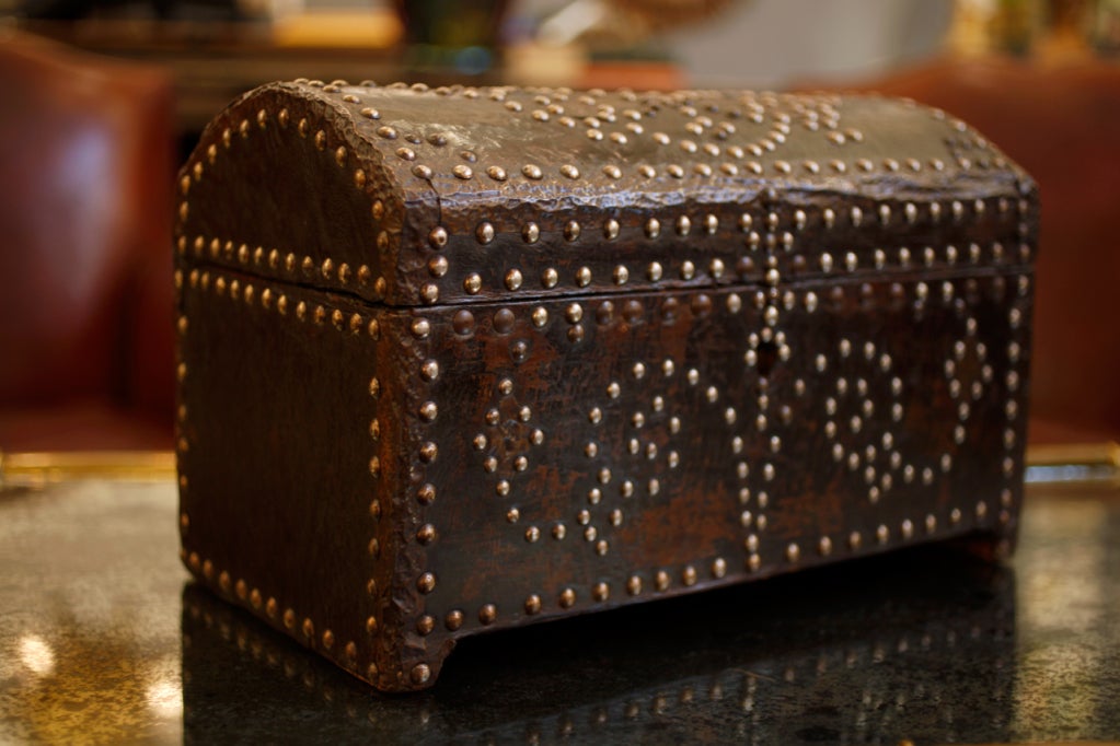 Antique Studded Leather Box 1